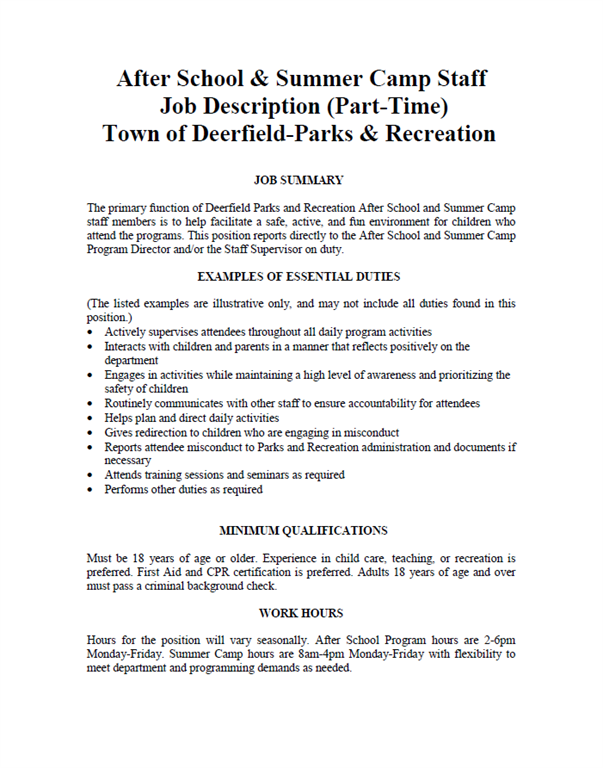 Deerfield Parks & Recreation Home